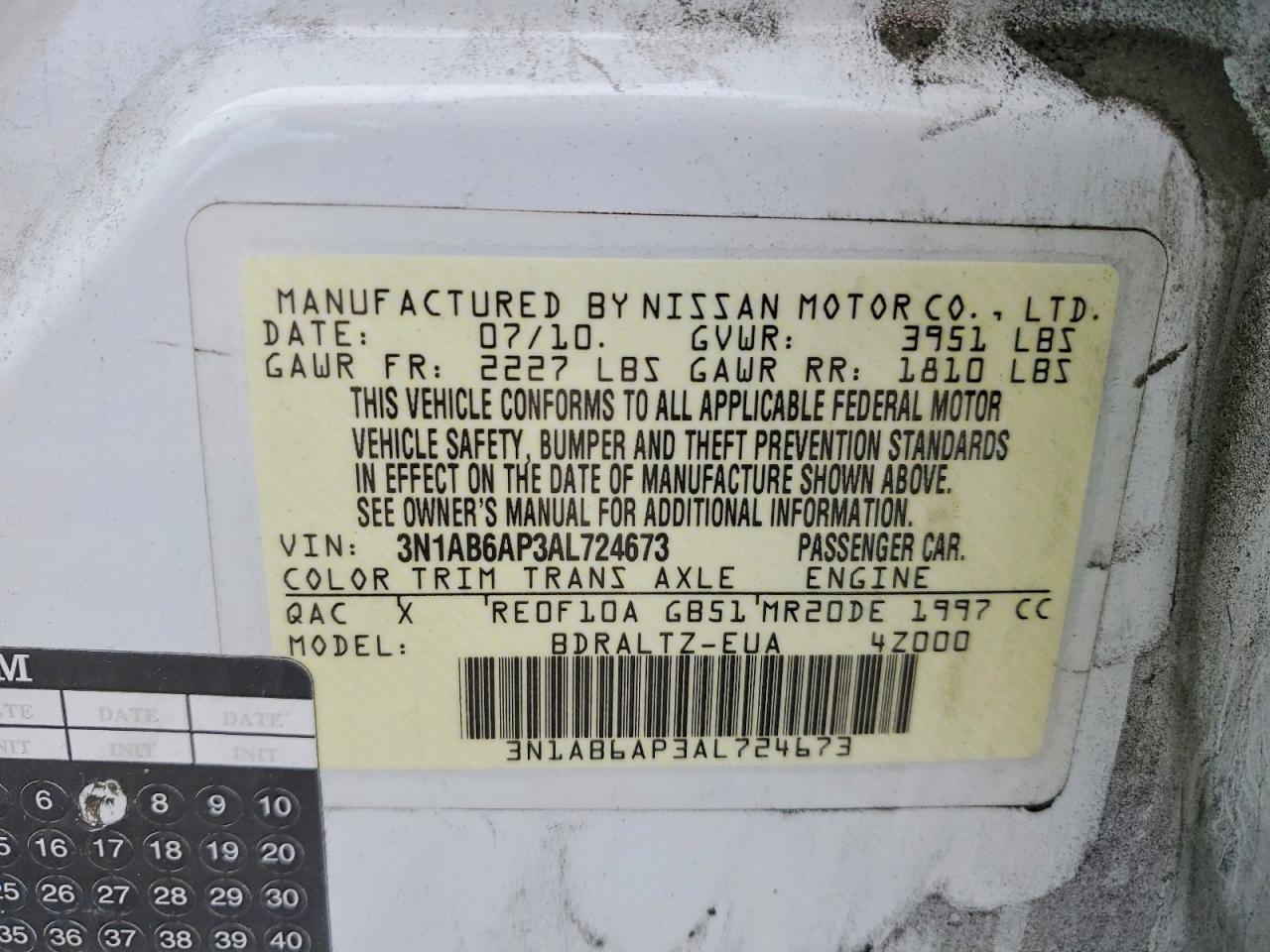 2010 NISSAN SENTRA 2.0 photo 23