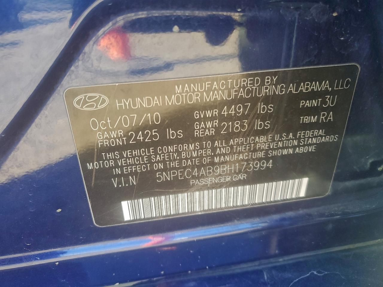 2011 HYUNDAI SONATA SE photo 12