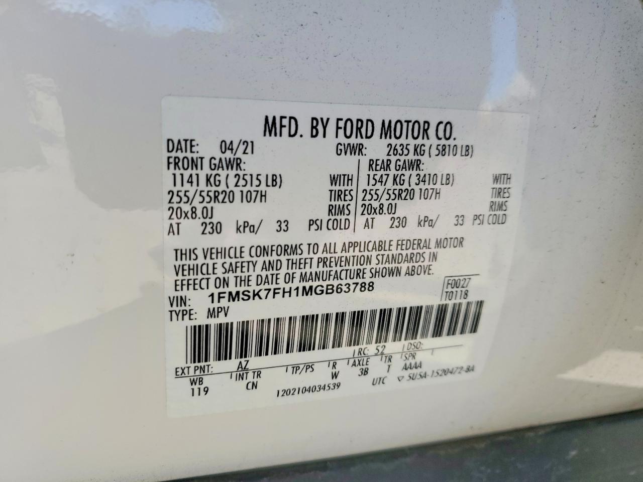 2021 FORD EXPLORER LIMITED photo 23