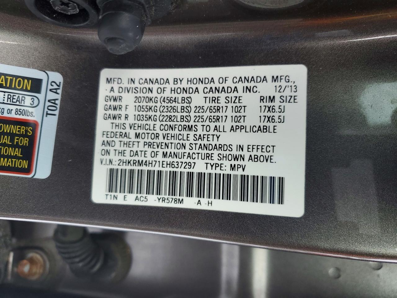 2014 HONDA CR-V EXL photo 14