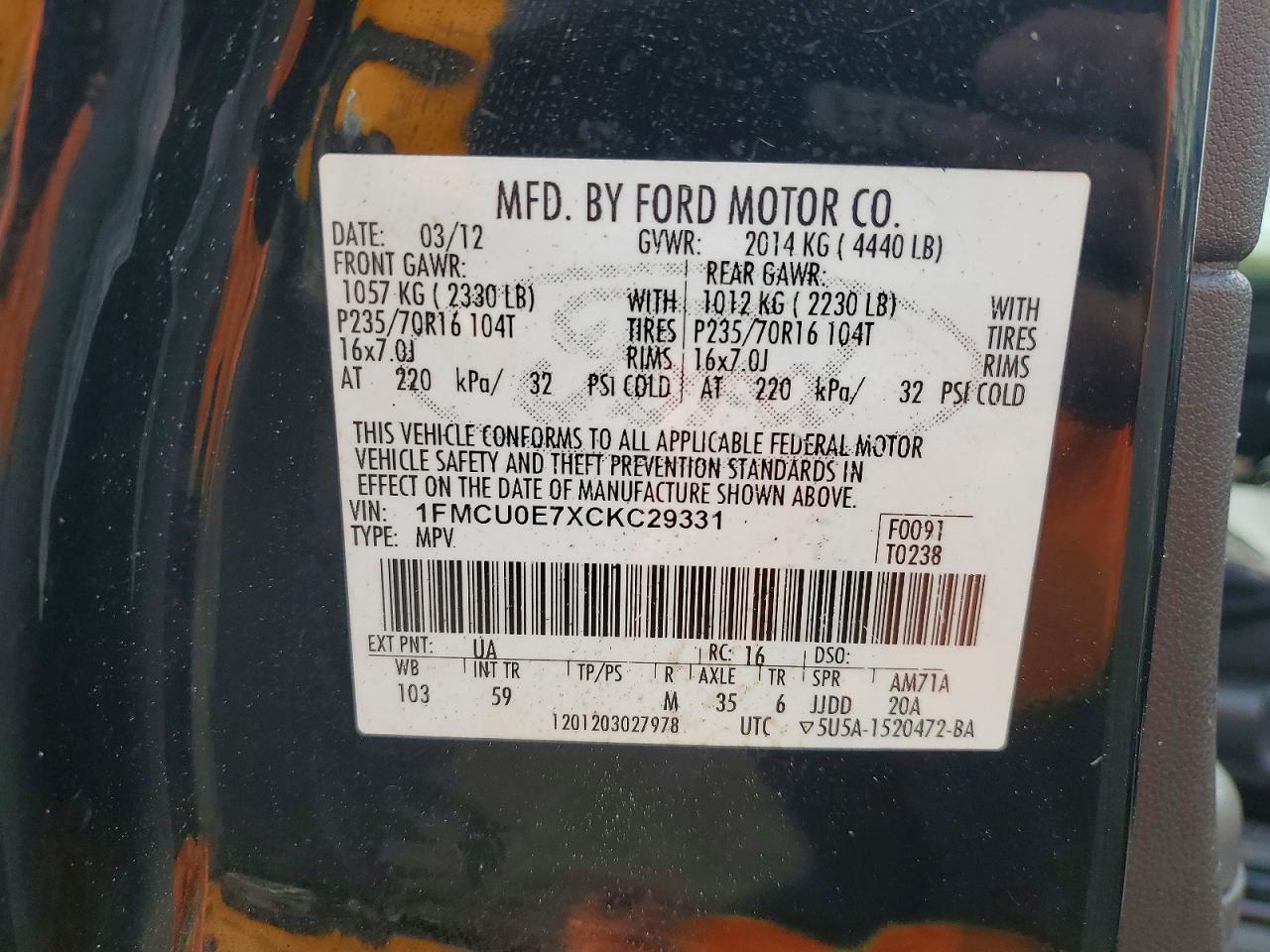 2012 FORD ESCAPE LIMITED photo 37