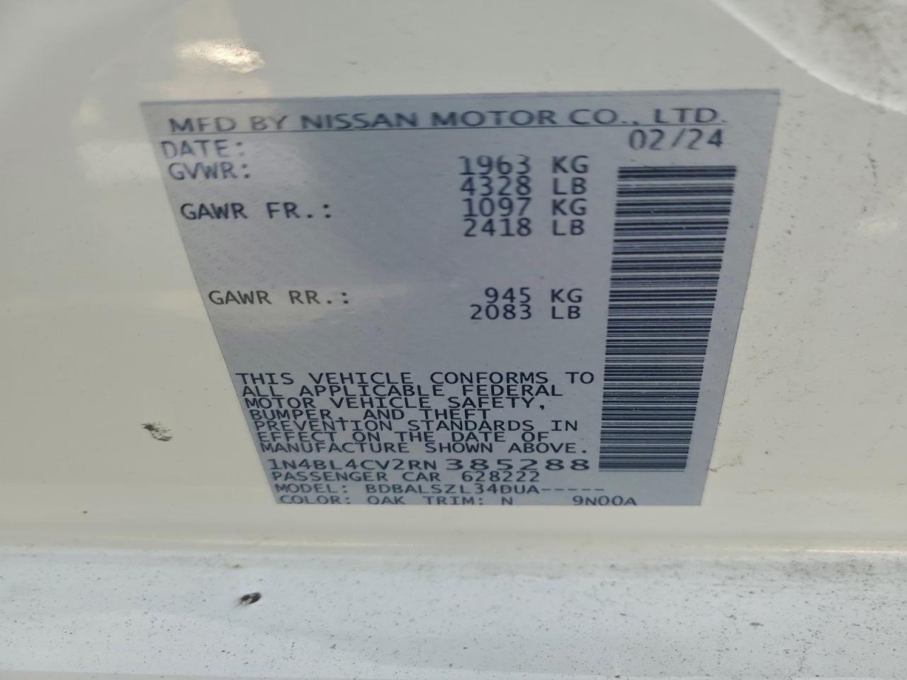 2024 NISSAN ALTIMA SR photo 12