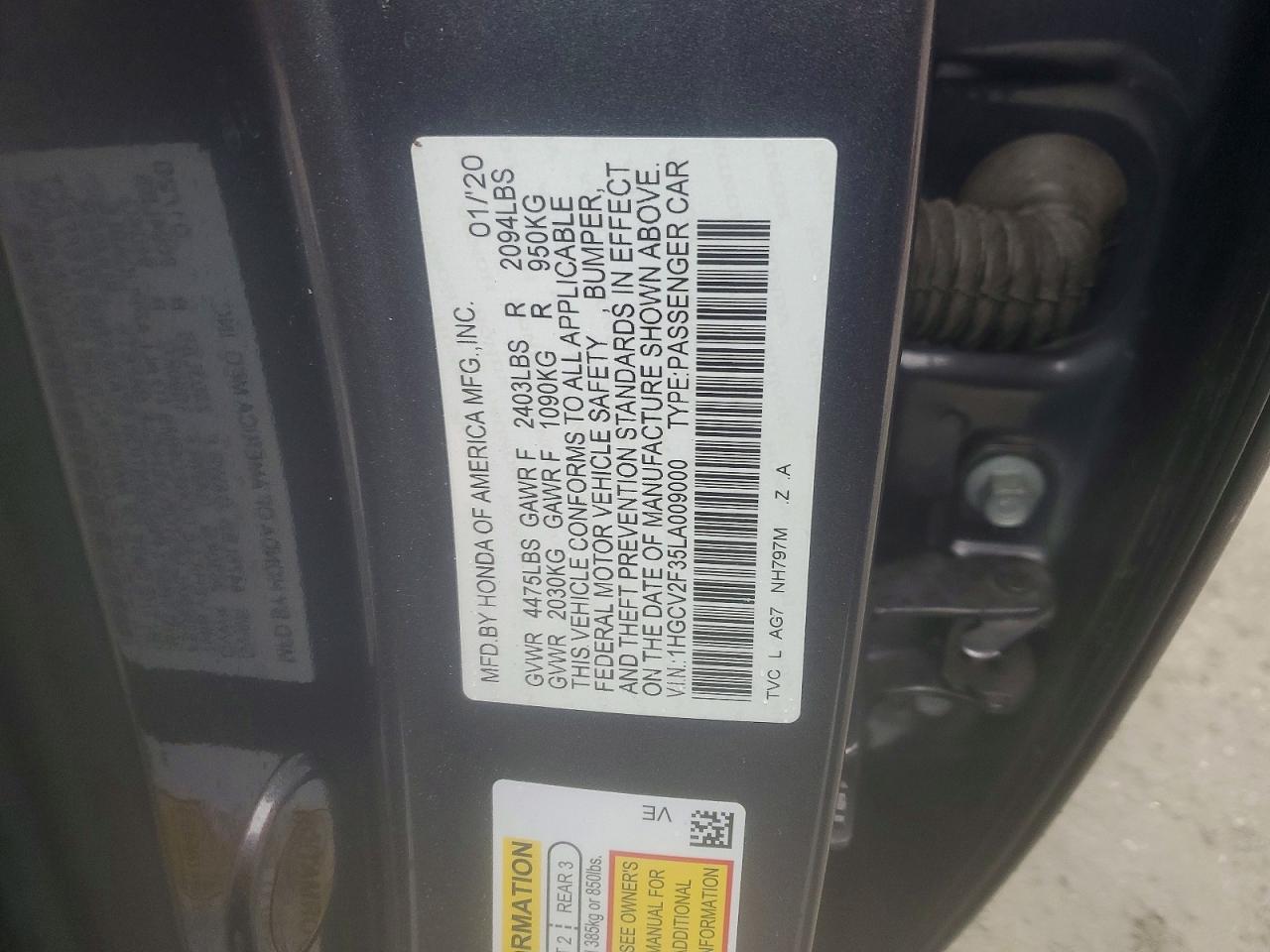 2020 HONDA ACCORD SPORT photo 12