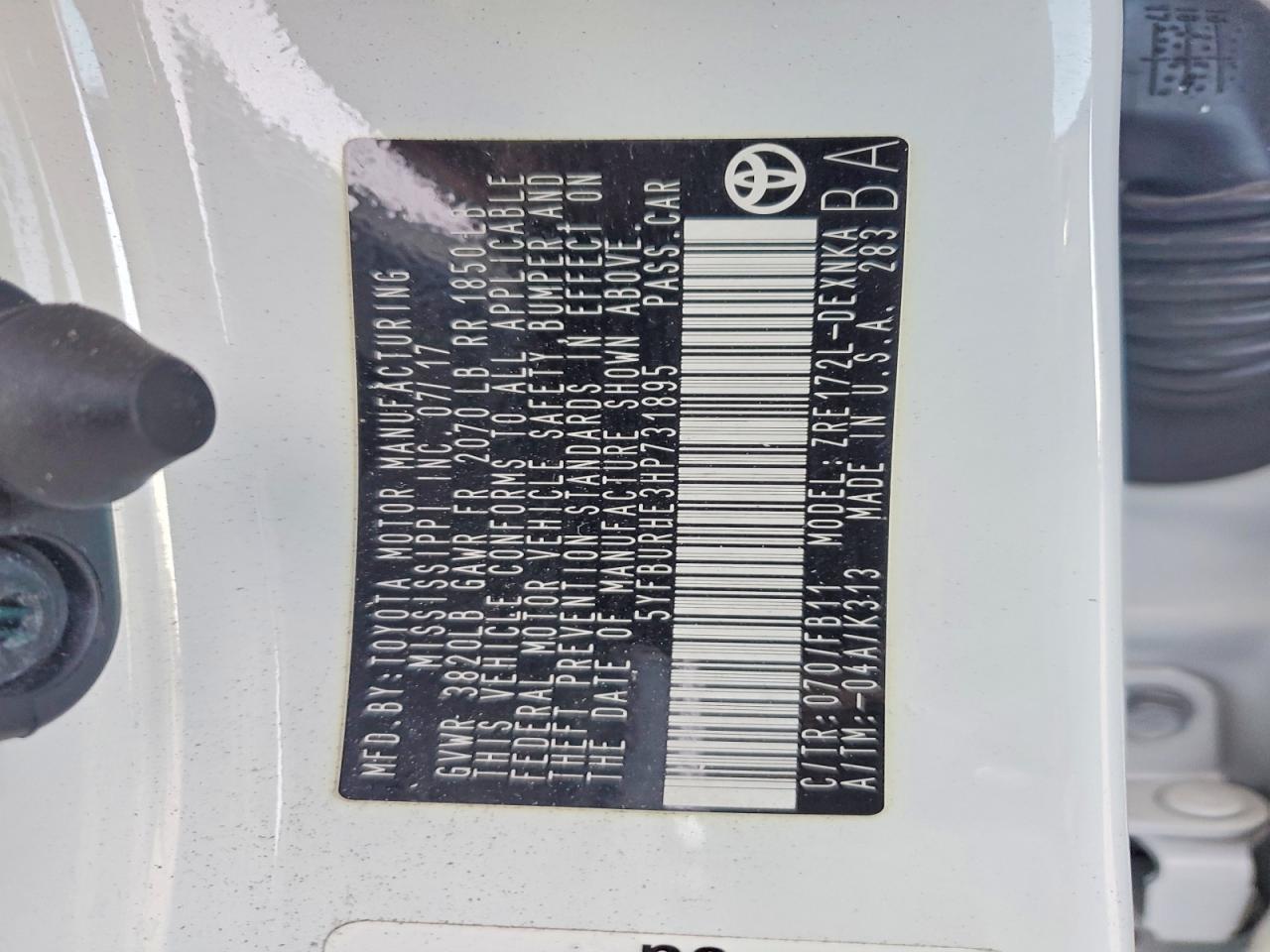 2017 TOYOTA COROLLA L photo 12