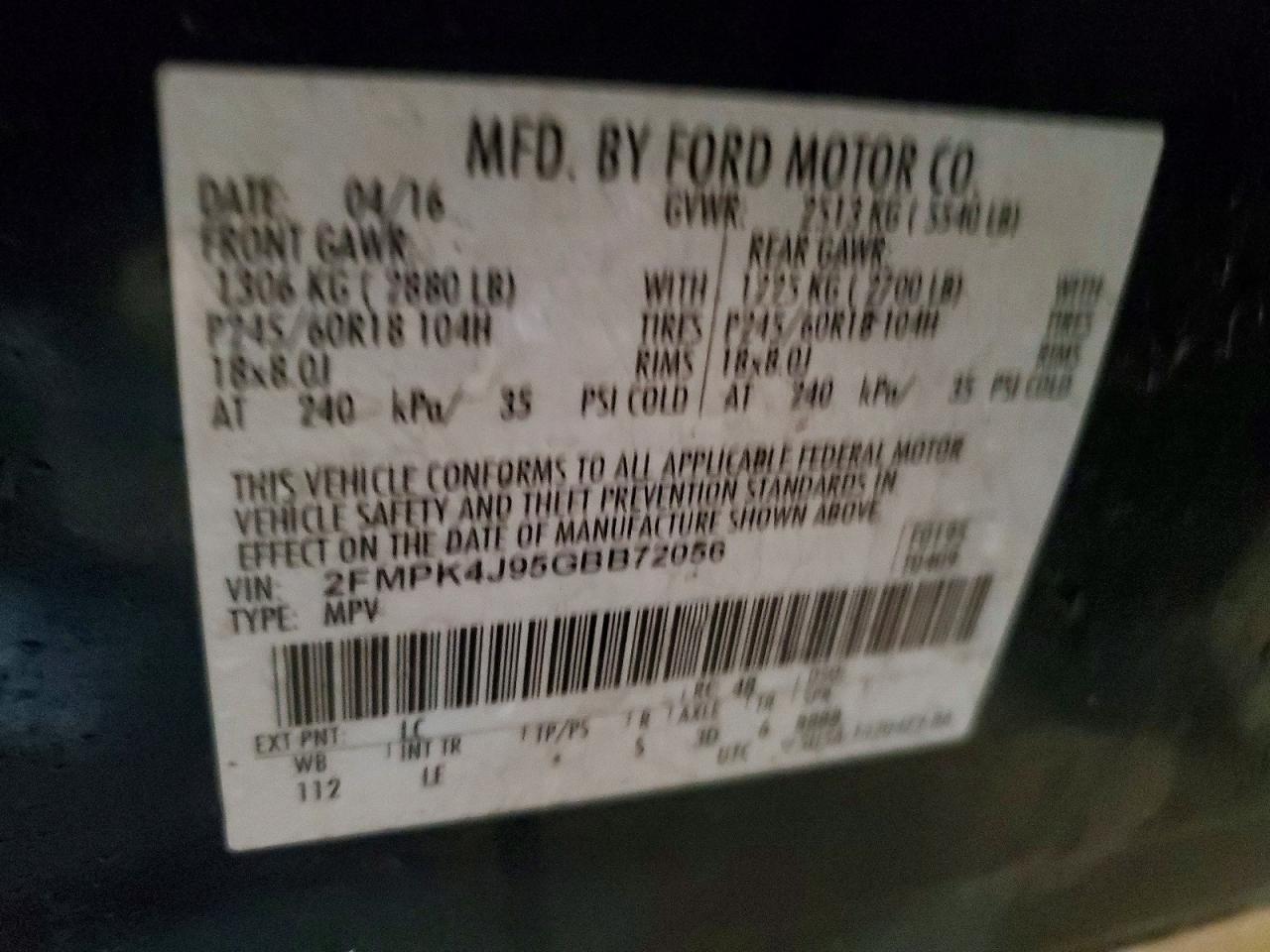 2016 FORD EDGE SEL photo 13