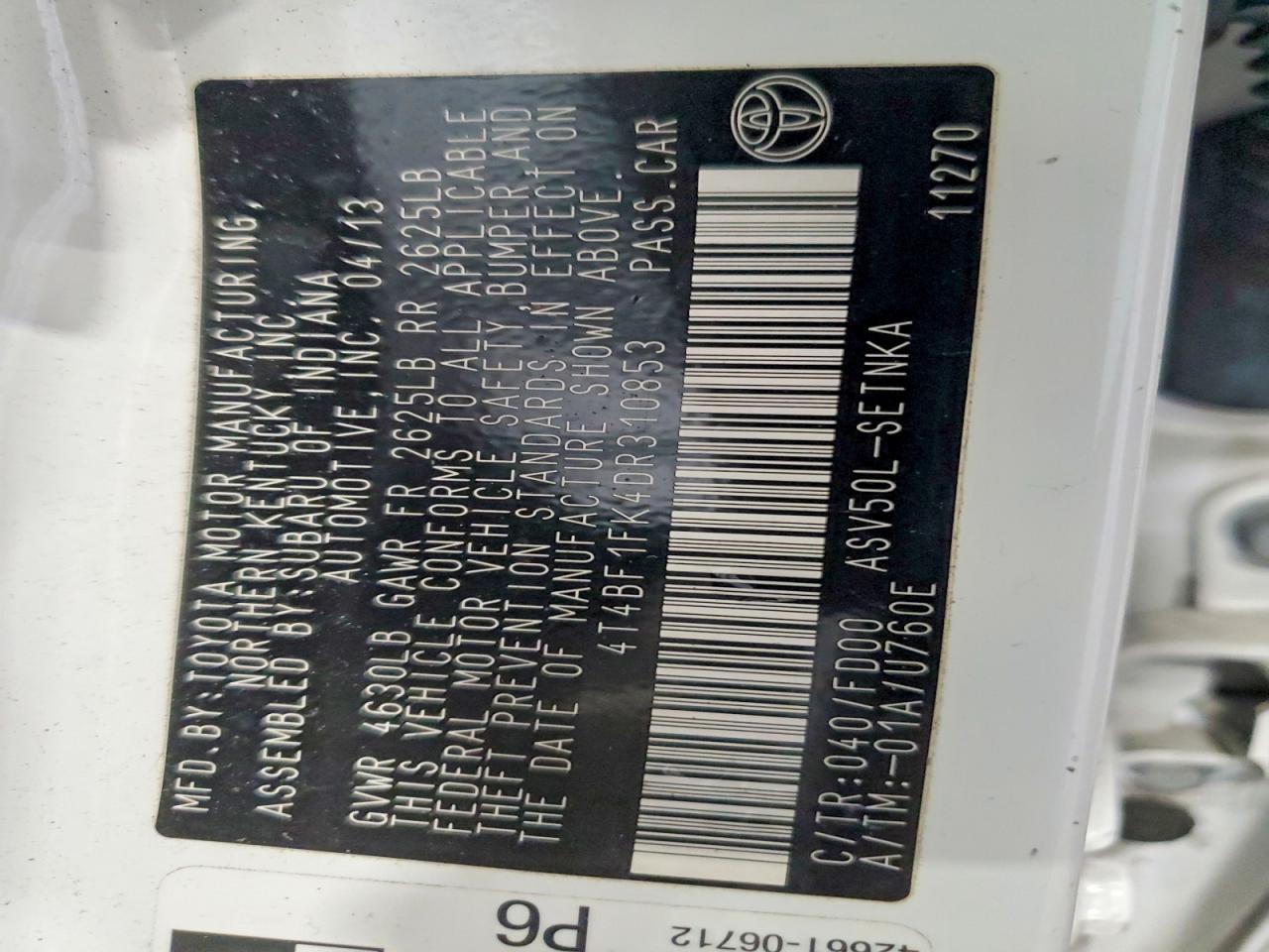 2013 TOYOTA CAMRY L photo 37