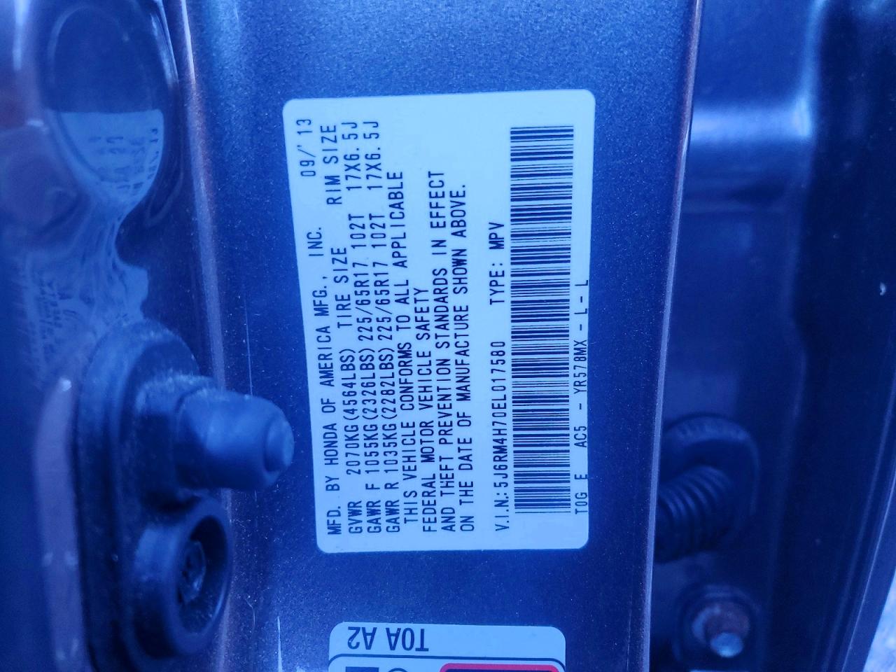 2014 HONDA CR-V EXL photo 12