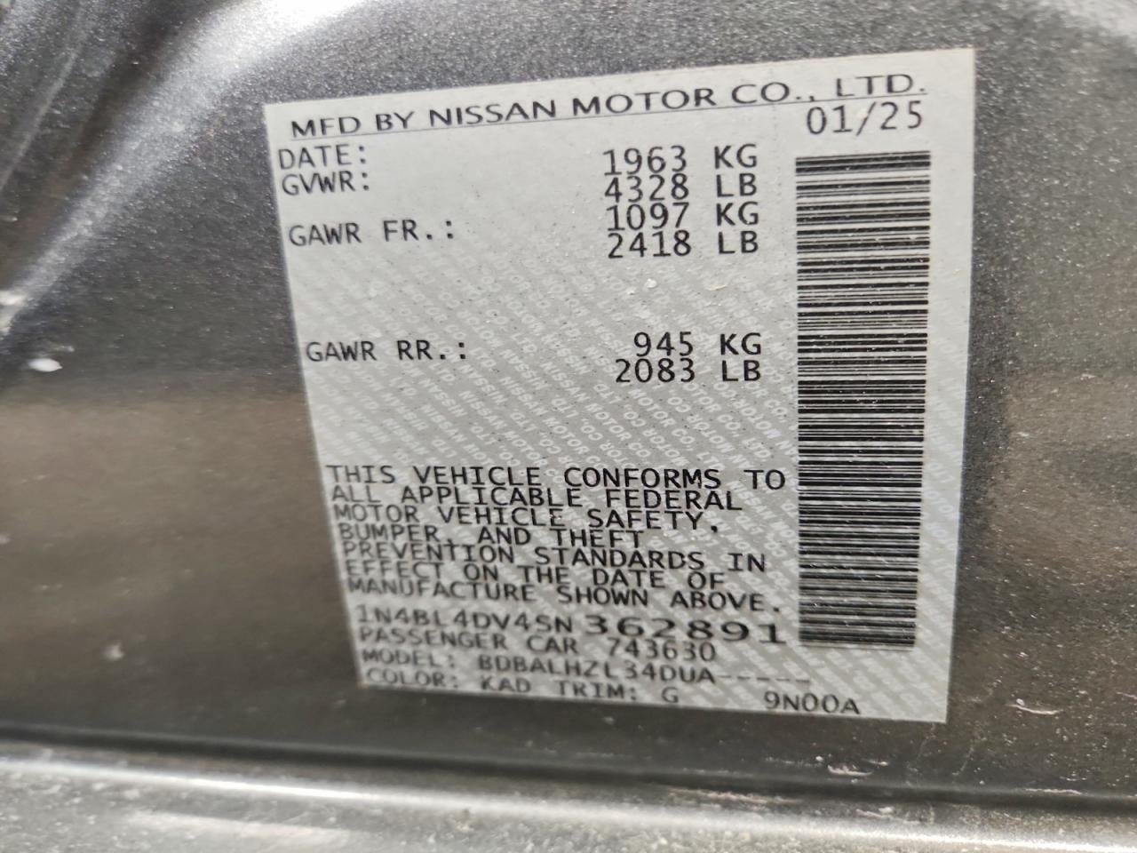 2025 NISSAN ALTIMA SV photo 13
