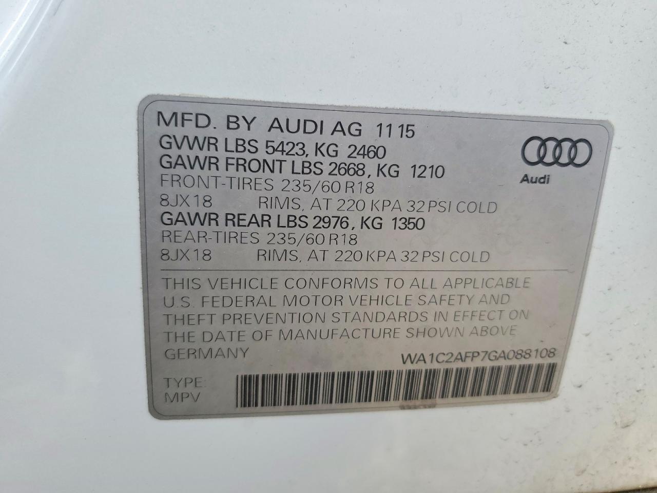 2016 AUDI Q5 PREMIUM photo 13