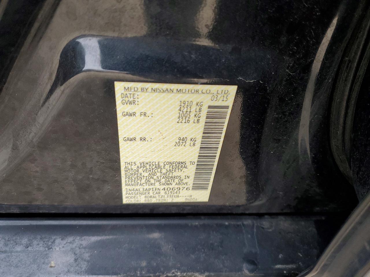 2015 NISSAN ALTIMA 2.5 photo 12