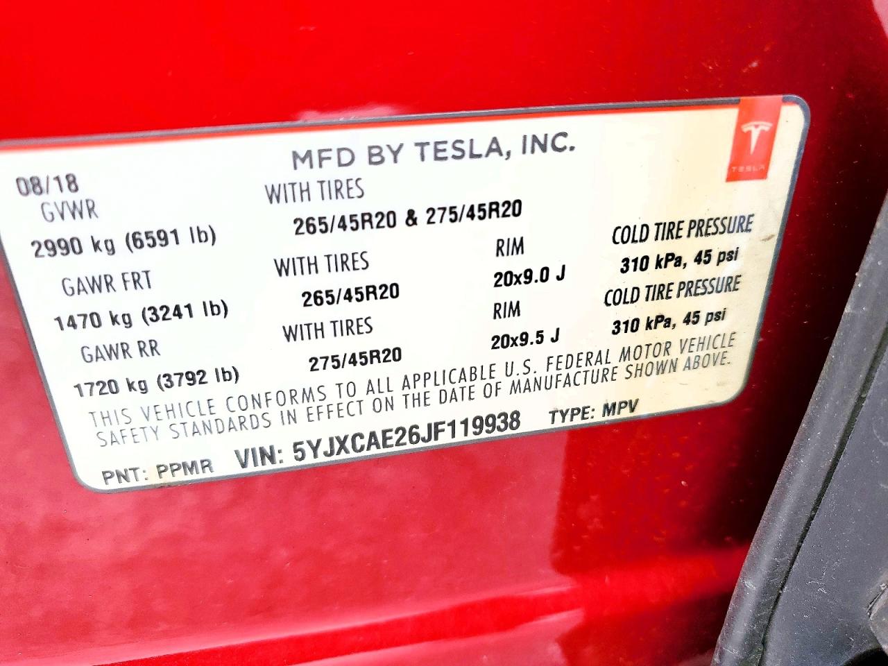 2018 TESLA MODEL X photo 25