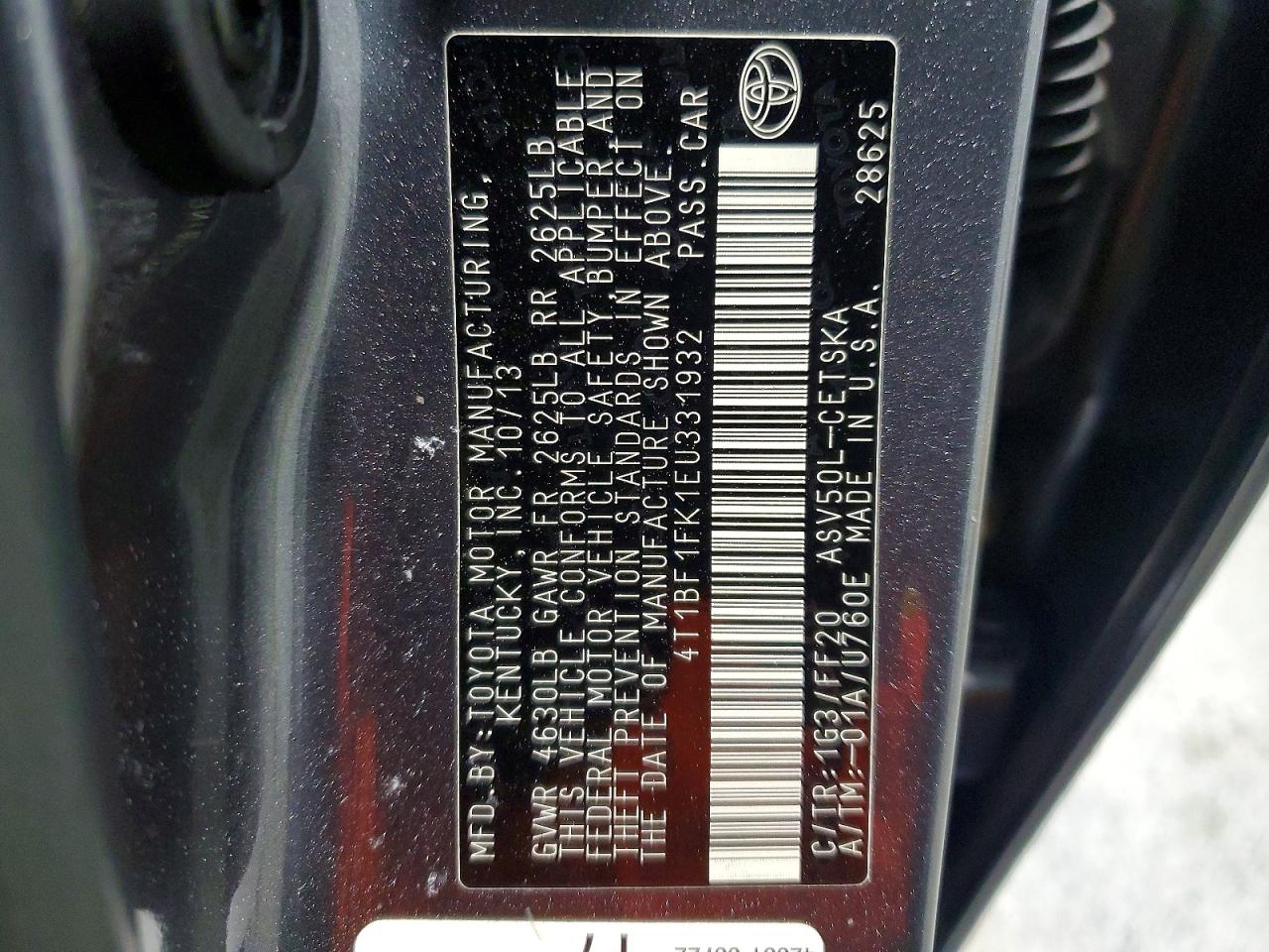 2014 TOYOTA CAMRY L photo 12
