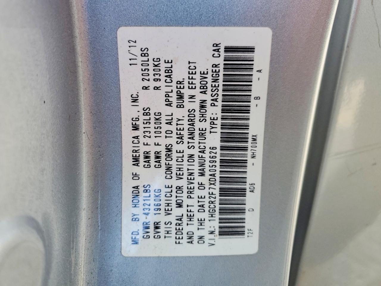 2013 HONDA ACCORD EX photo 13