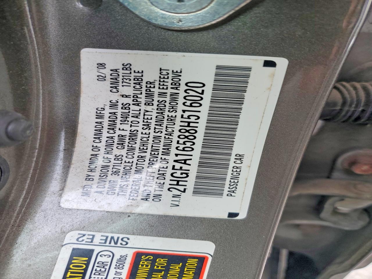 2008 HONDA CIVIC LX photo 12