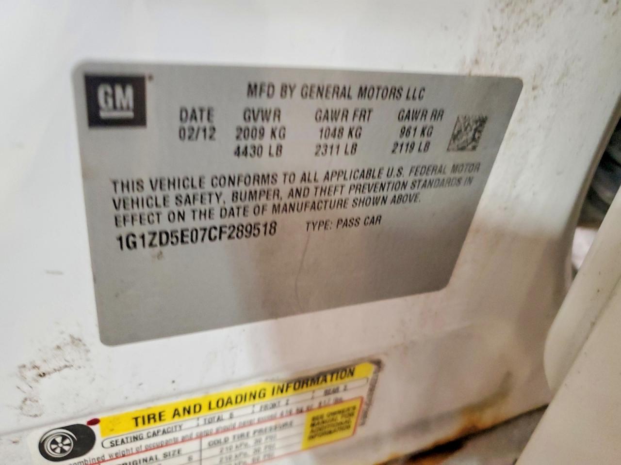 2012 CHEVROLET MALIBU 2LT photo 12