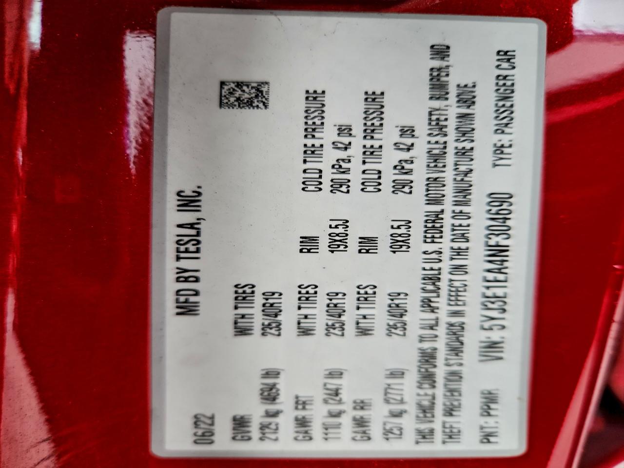 2022 TESLA MODEL 3 photo 12