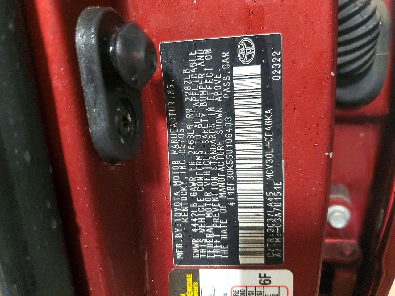 2005 TOYOTA CAMRY XLE V6 photo 23