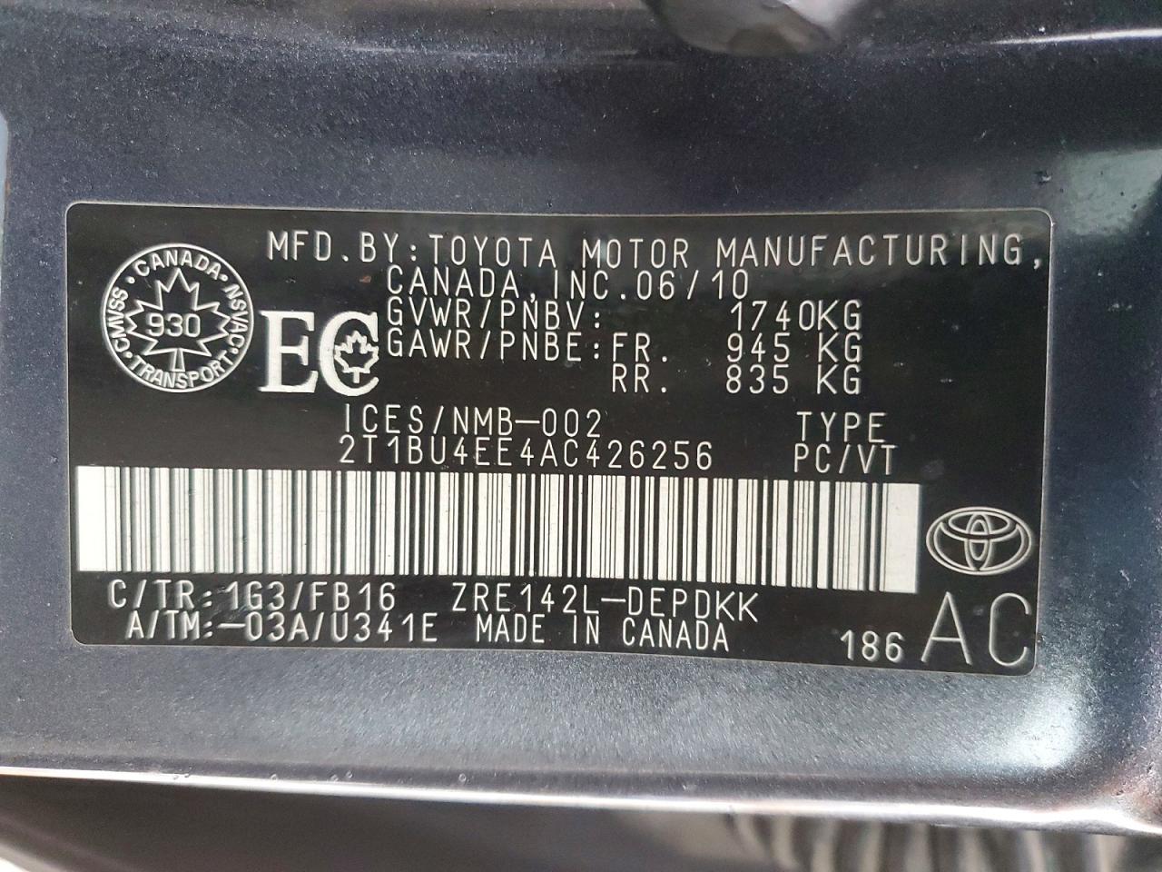 2010 TOYOTA COROLLA BASE photo 23