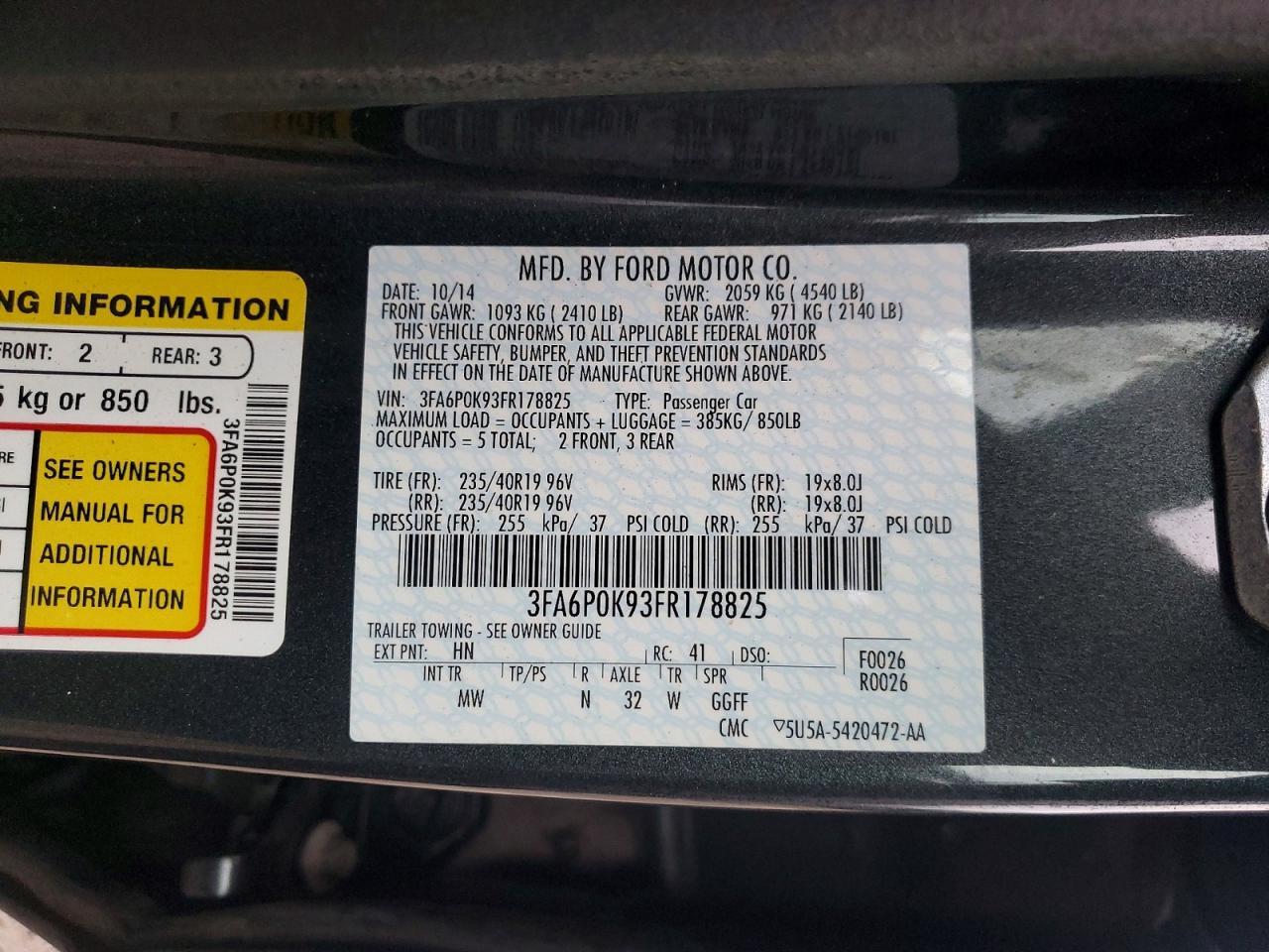 2015 FORD FUSION TITANIUM photo 12