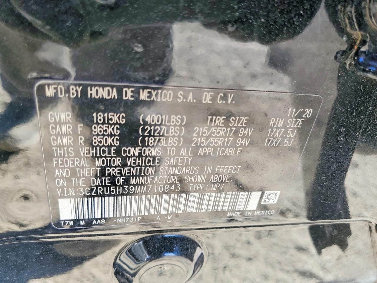 2021 HONDA HR-V LX photo 12