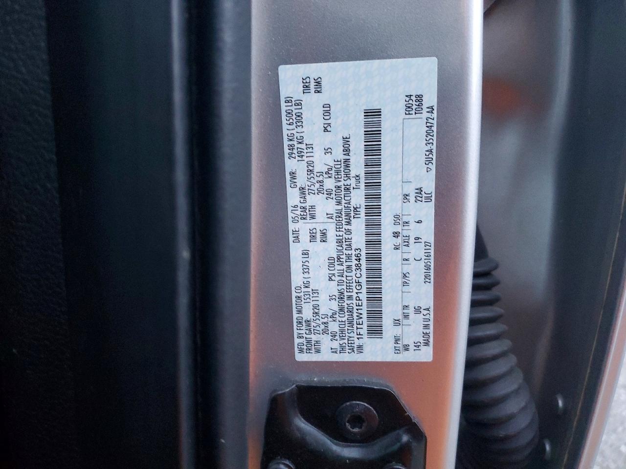 2016 FORD F150 SUPERCREW photo 12