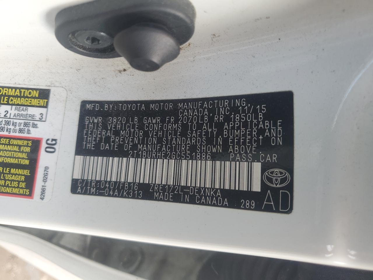 2016 TOYOTA COROLLA L photo 23