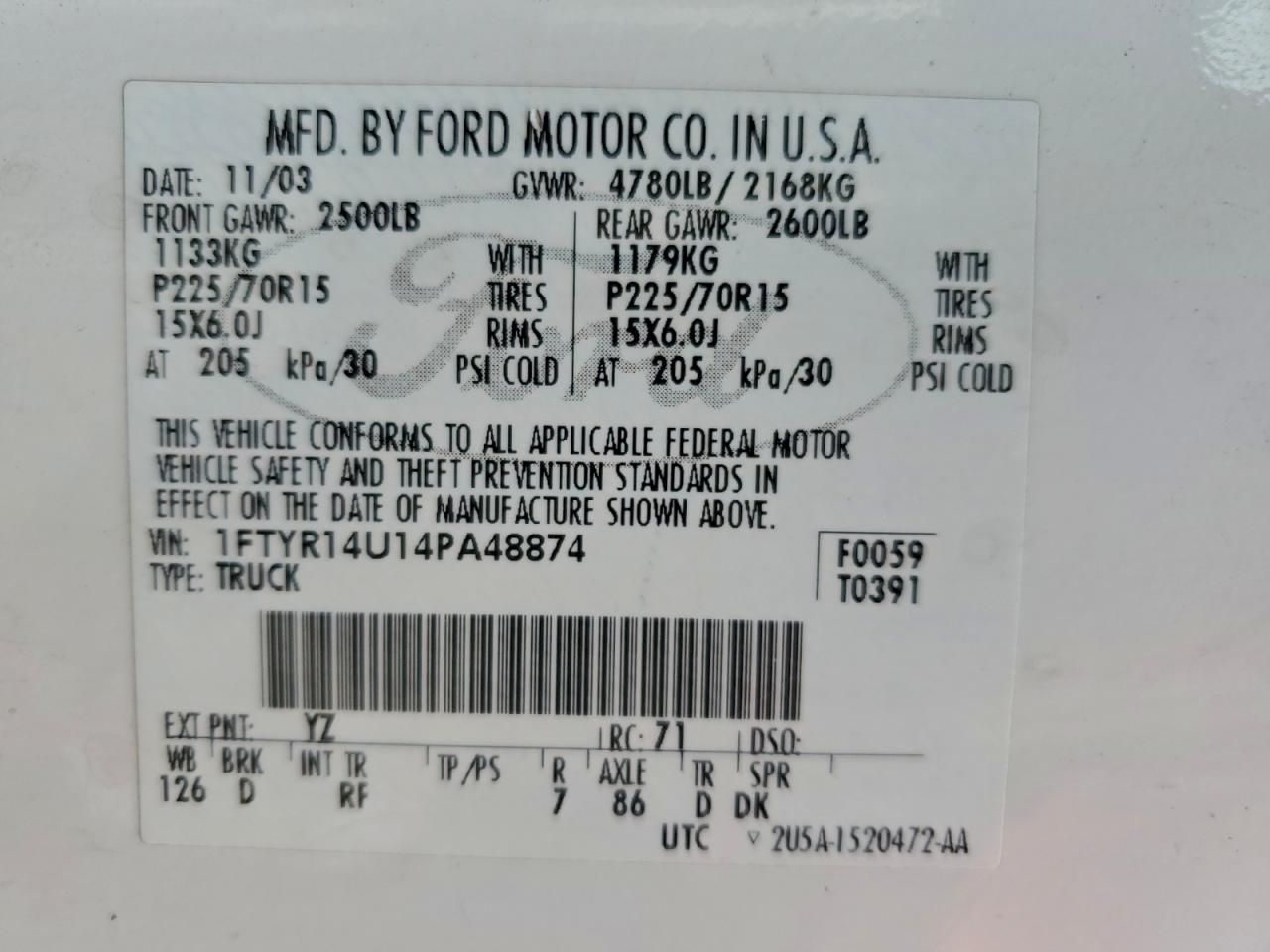 2004 FORD RANGER SUPER CAB photo 12