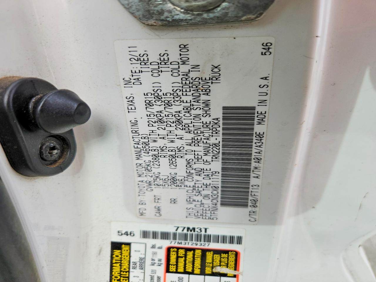 2012 TOYOTA TACOMA photo 12
