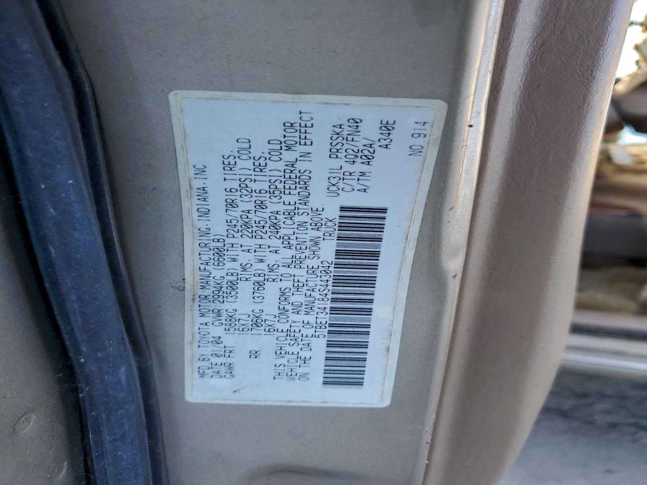 2004 TOYOTA TUNDRA DOUBLE CAB SR5 photo 12