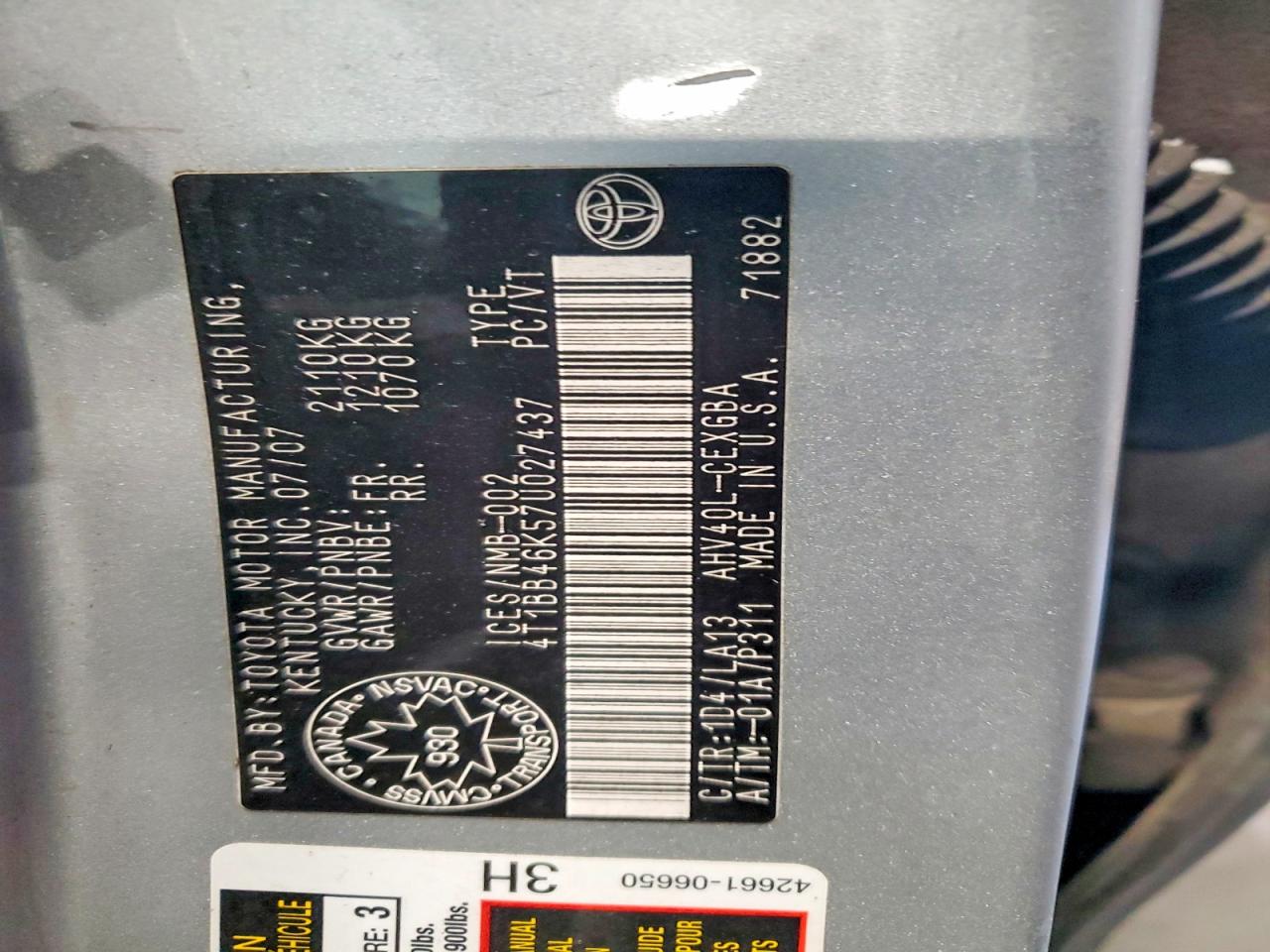 2007 TOYOTA CAMRY HYBRID photo 12