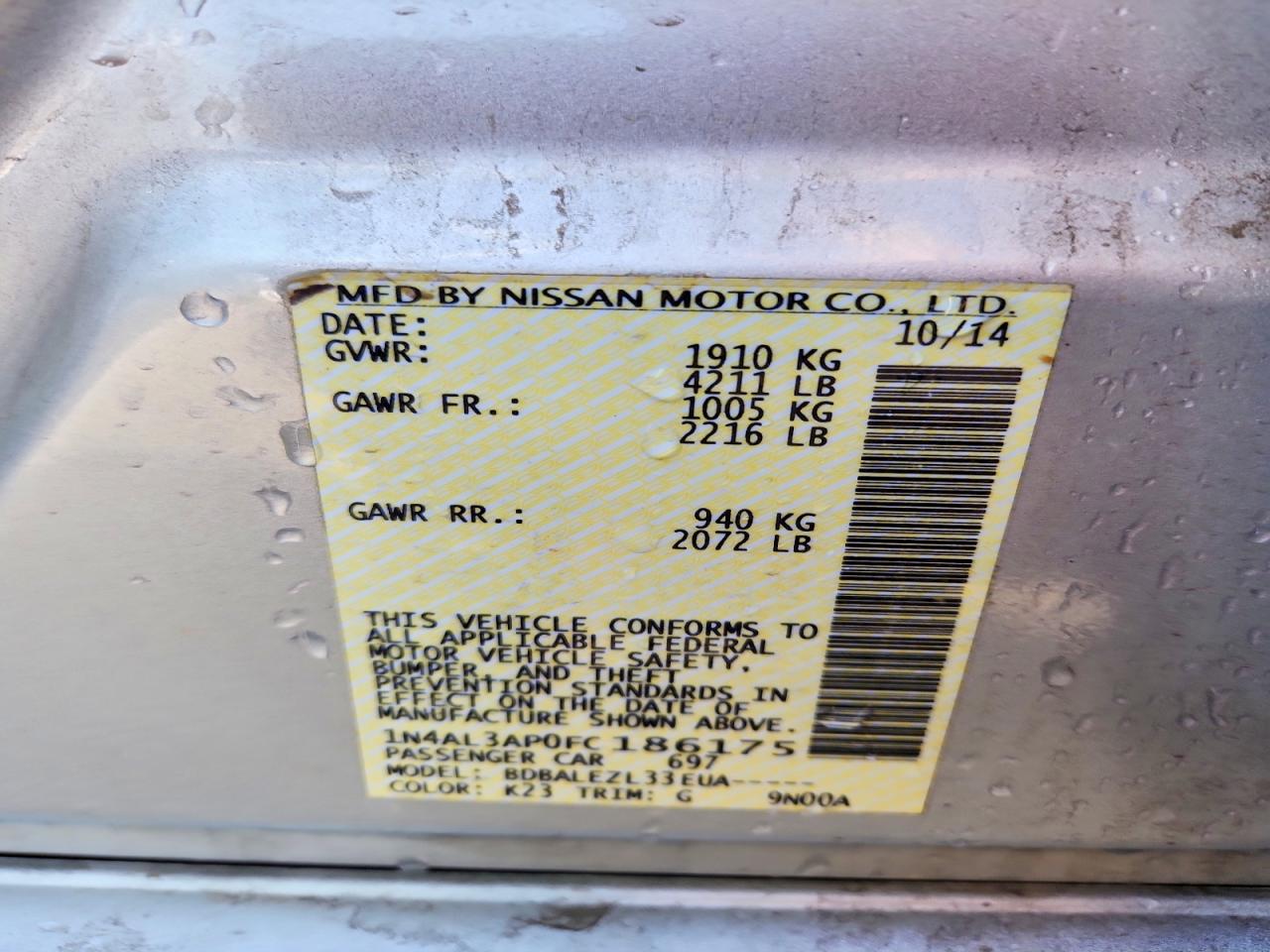 2015 NISSAN ALTIMA 2.5 photo 12