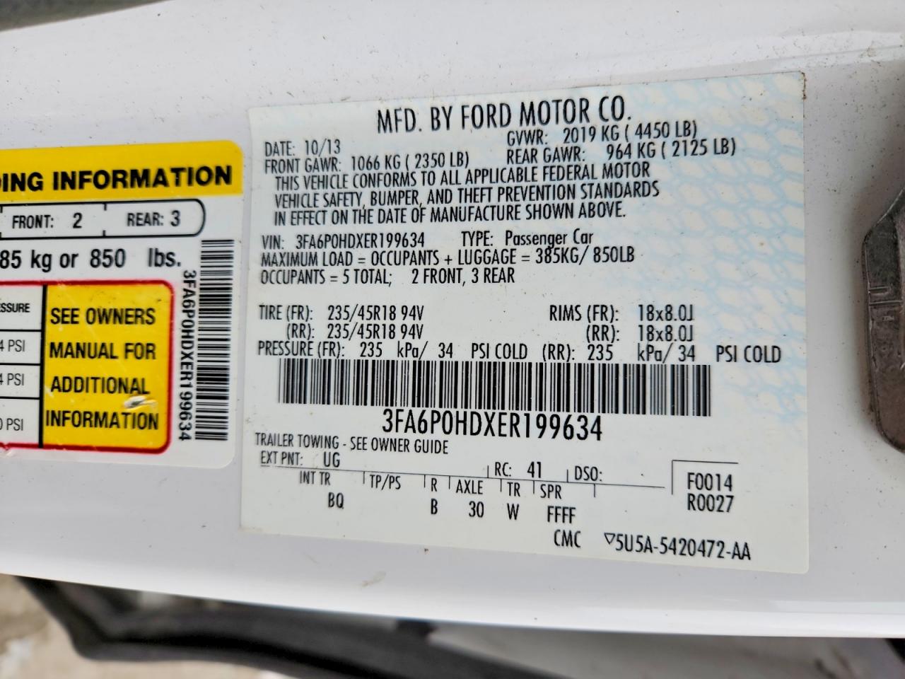 2014 FORD FUSION SE photo 12