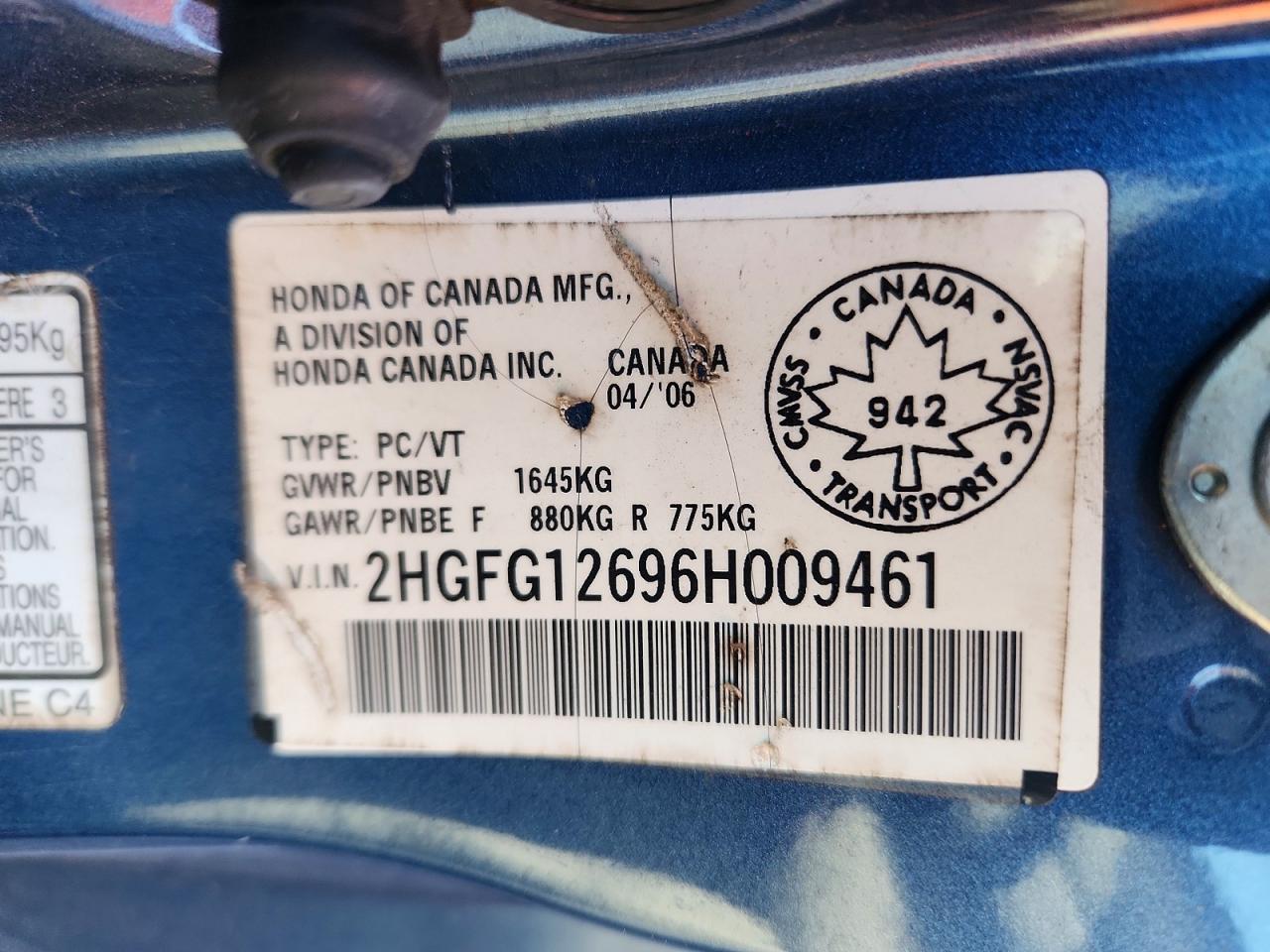 2006 HONDA CIVIC LX photo 12