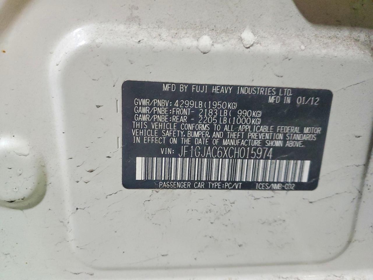2012 SUBARU IMPREZA PREMIUM photo 12