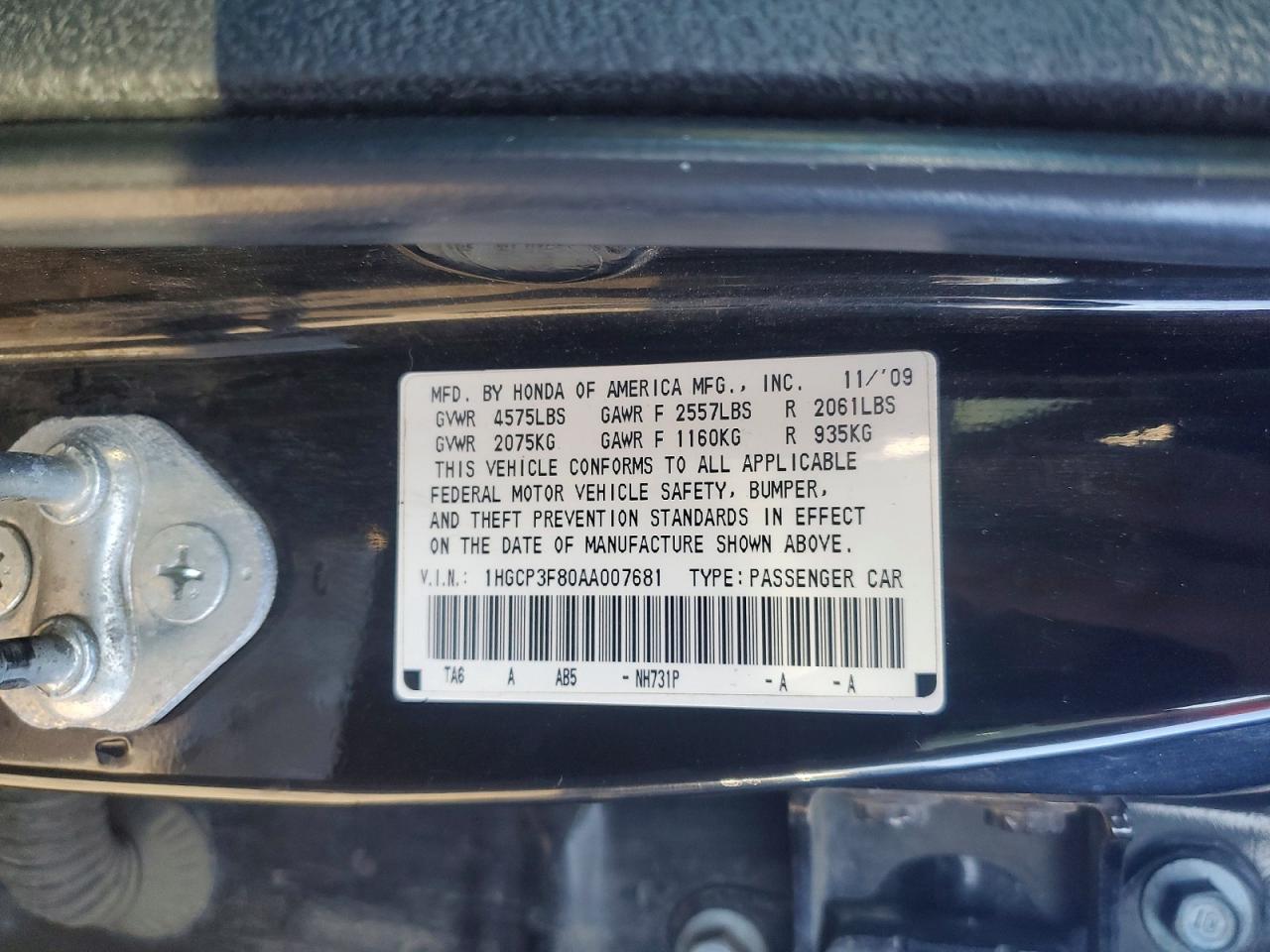 2010 HONDA ACCORD EXL photo 12