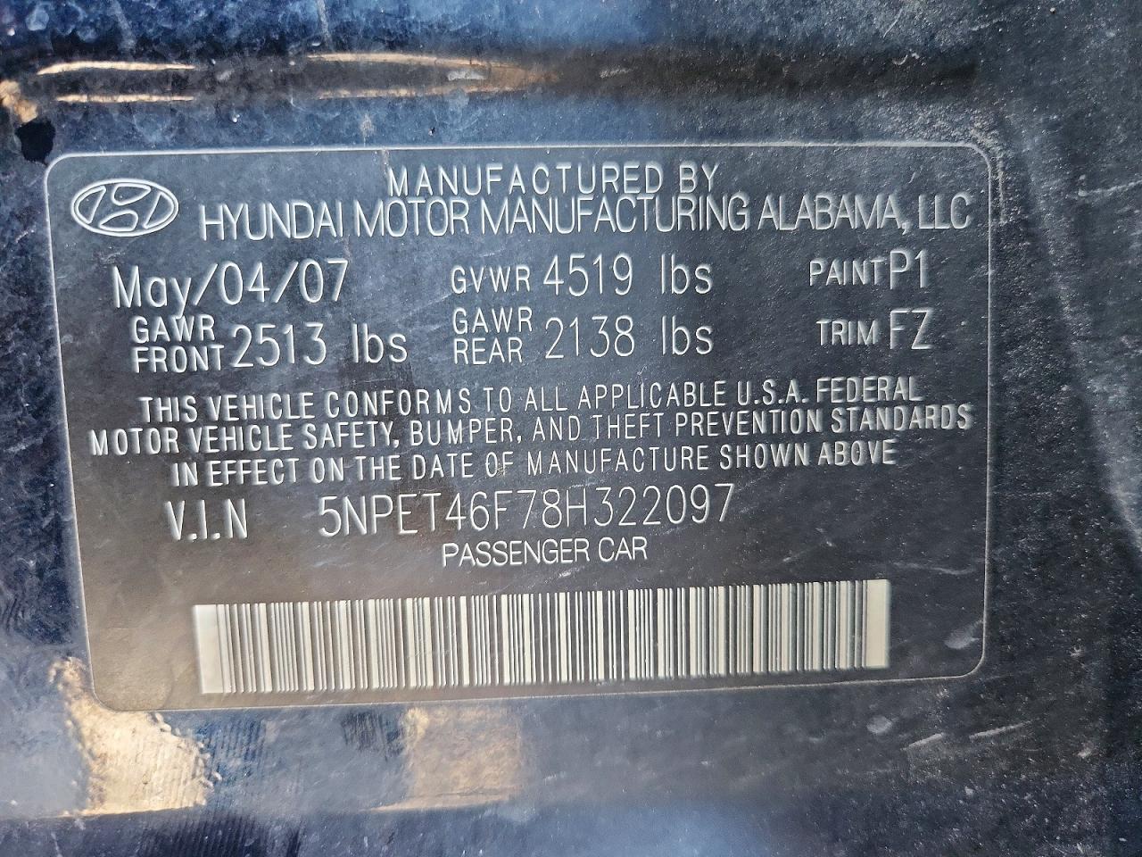 2008 HYUNDAI SONATA GLS V6 photo 25