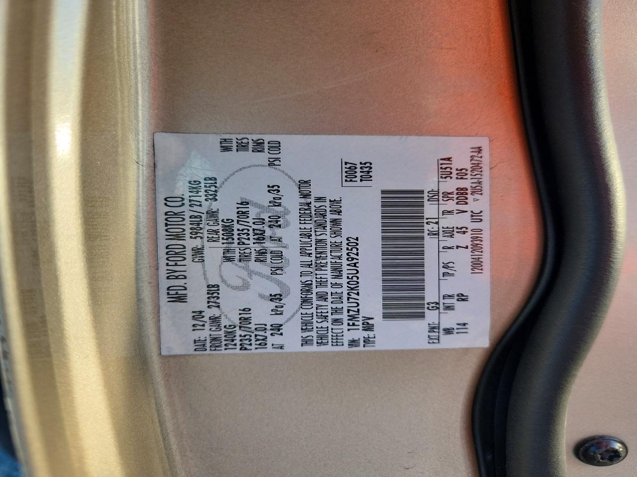 2005 FORD EXPLORER XLS photo 13