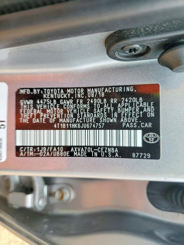 2018 TOYOTA CAMRY L photo 12