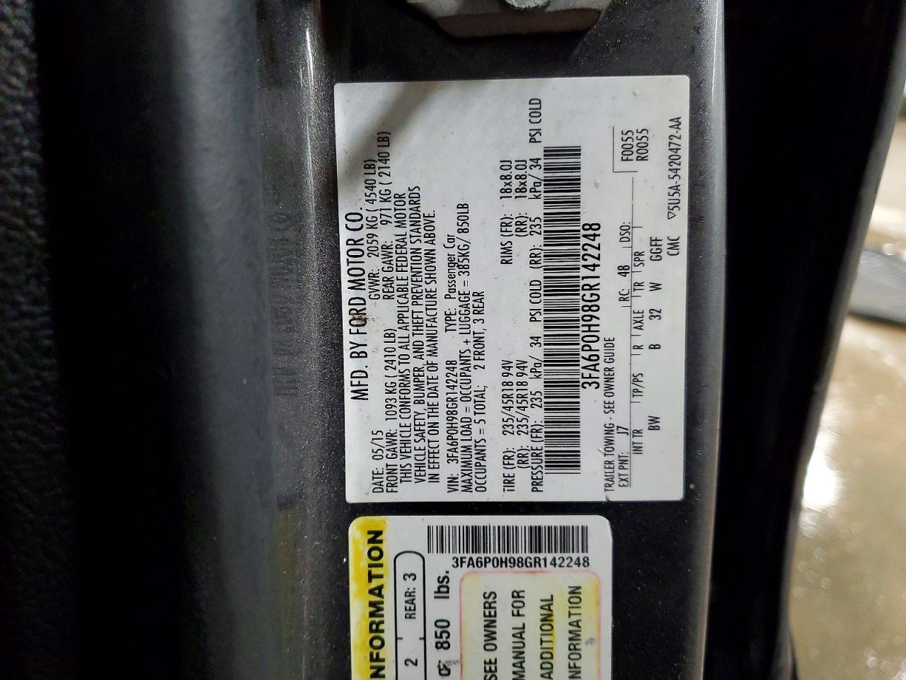 2016 FORD FUSION SE photo 23