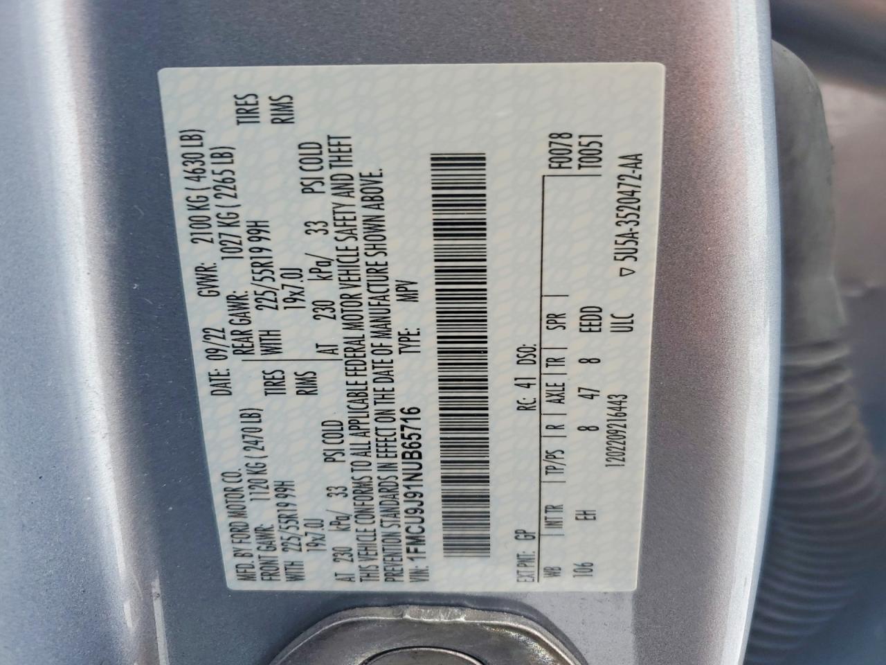 2022 FORD ESCAPE TITANIUM photo 12