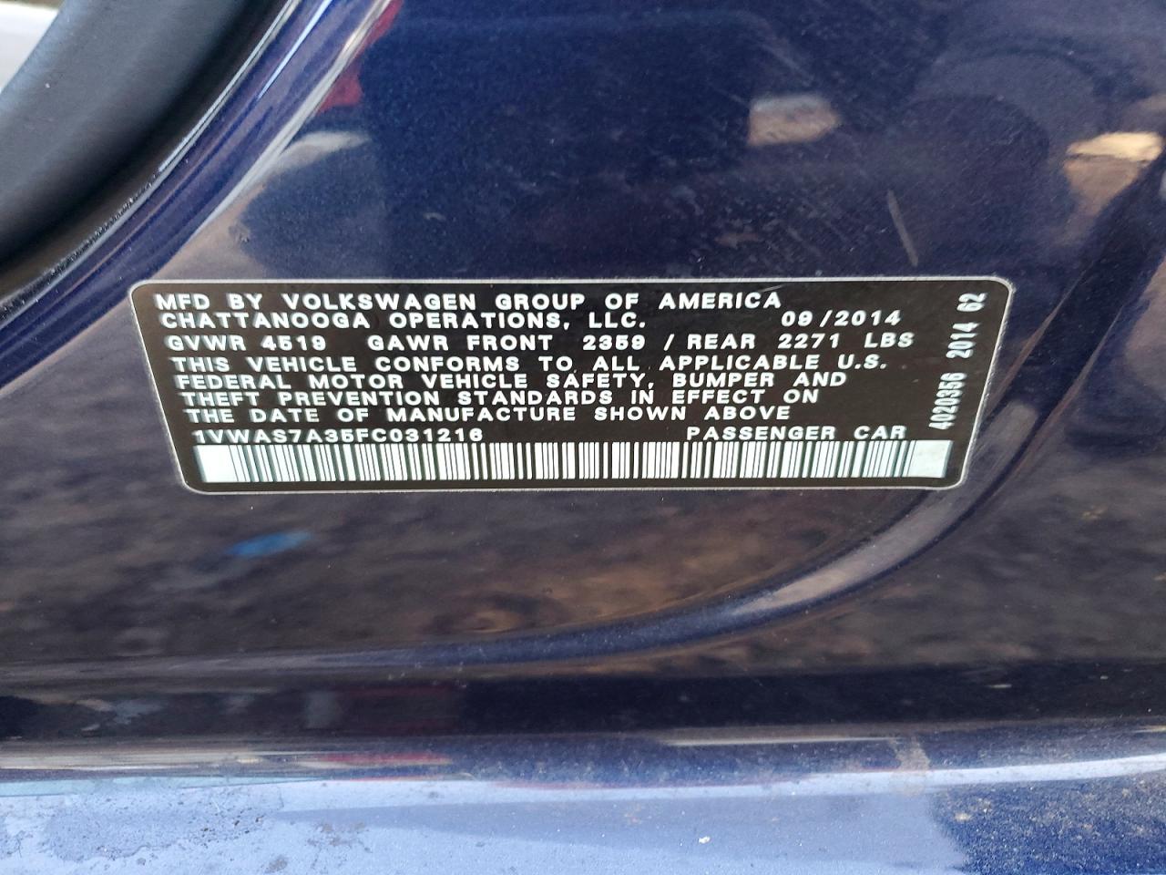 2015 VOLKSWAGEN PASSAT S photo 12