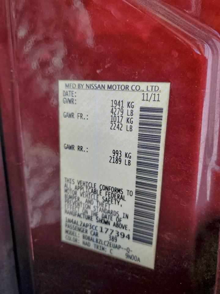 2012 NISSAN ALTIMA BASE photo 12