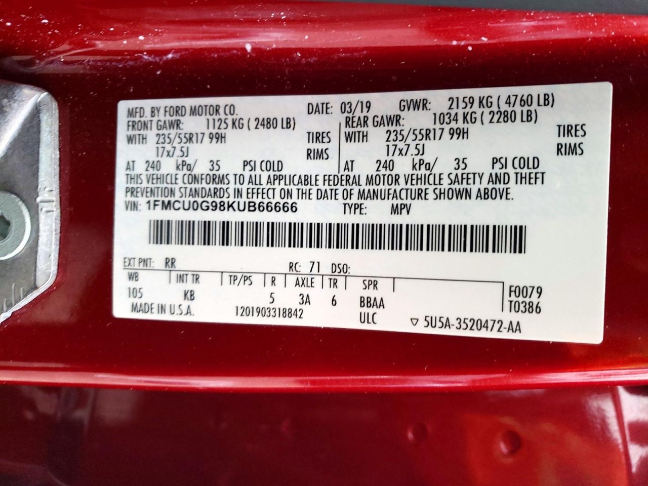 2019 FORD ESCAPE SE photo 13