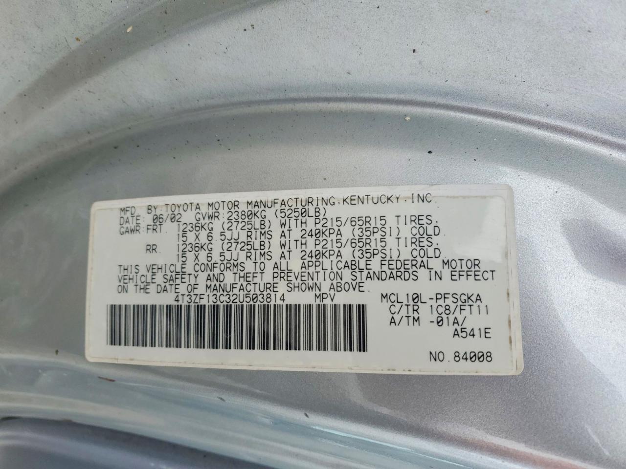 2002 TOYOTA SIENNA LE photo 14