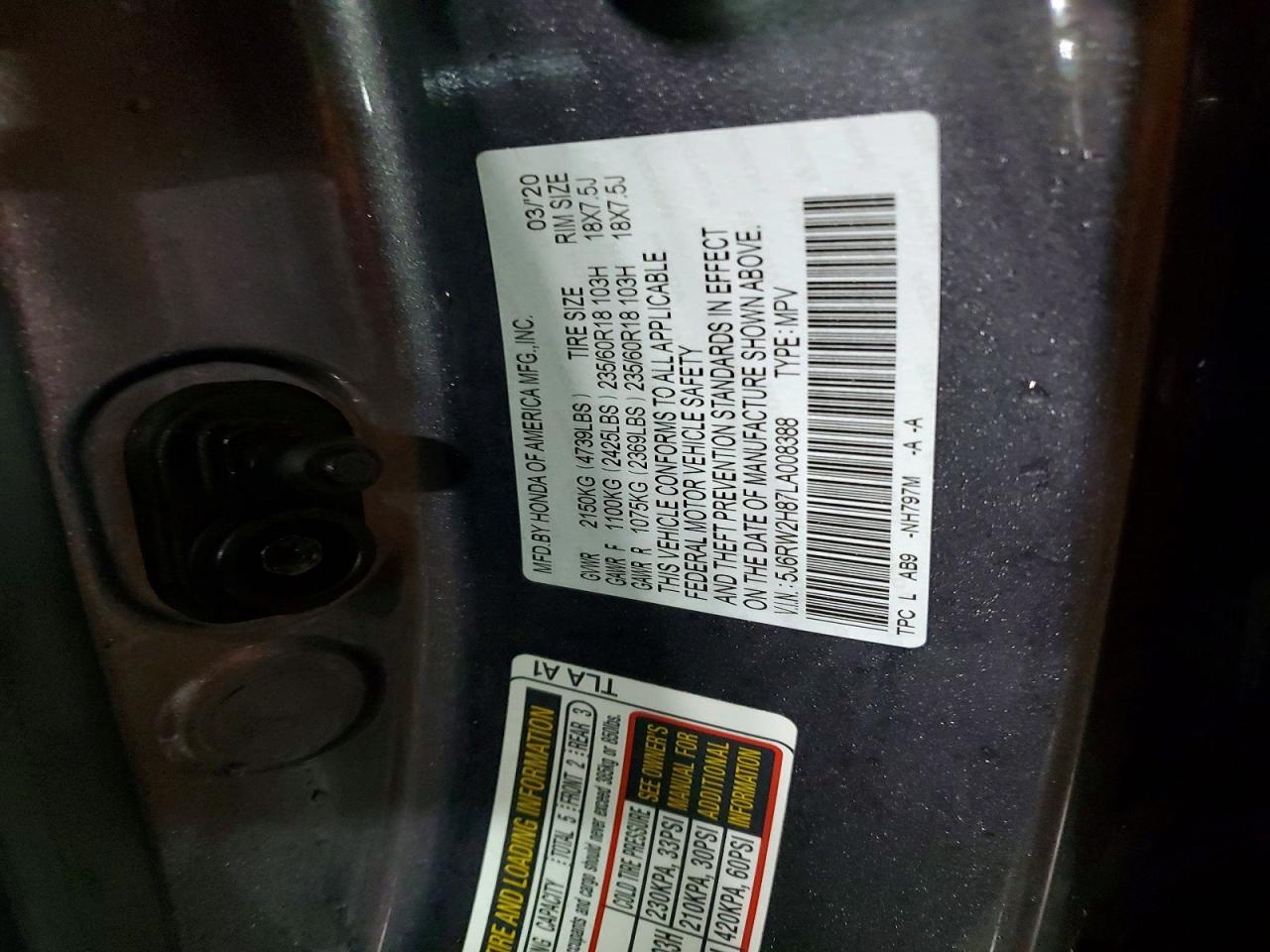 2020 HONDA CR-V EXL photo 13