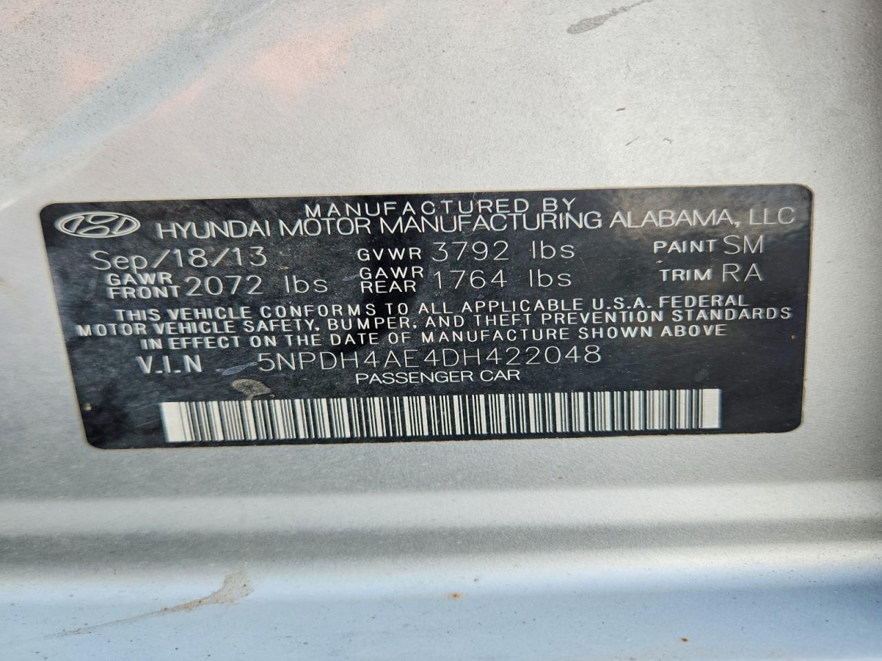 2013 HYUNDAI ELANTRA GLS photo 13