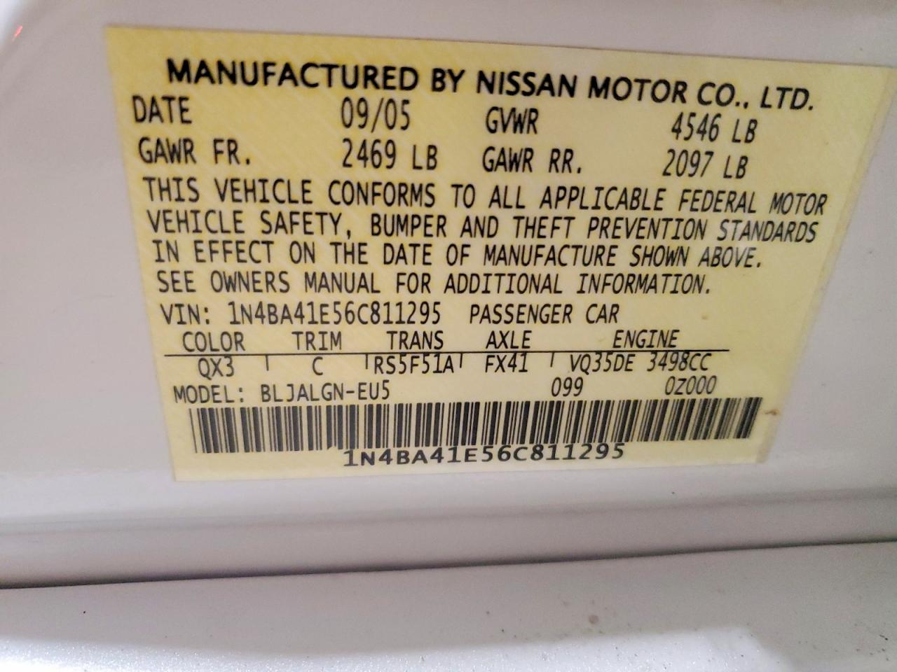 2006 NISSAN MAXIMA SE photo 12