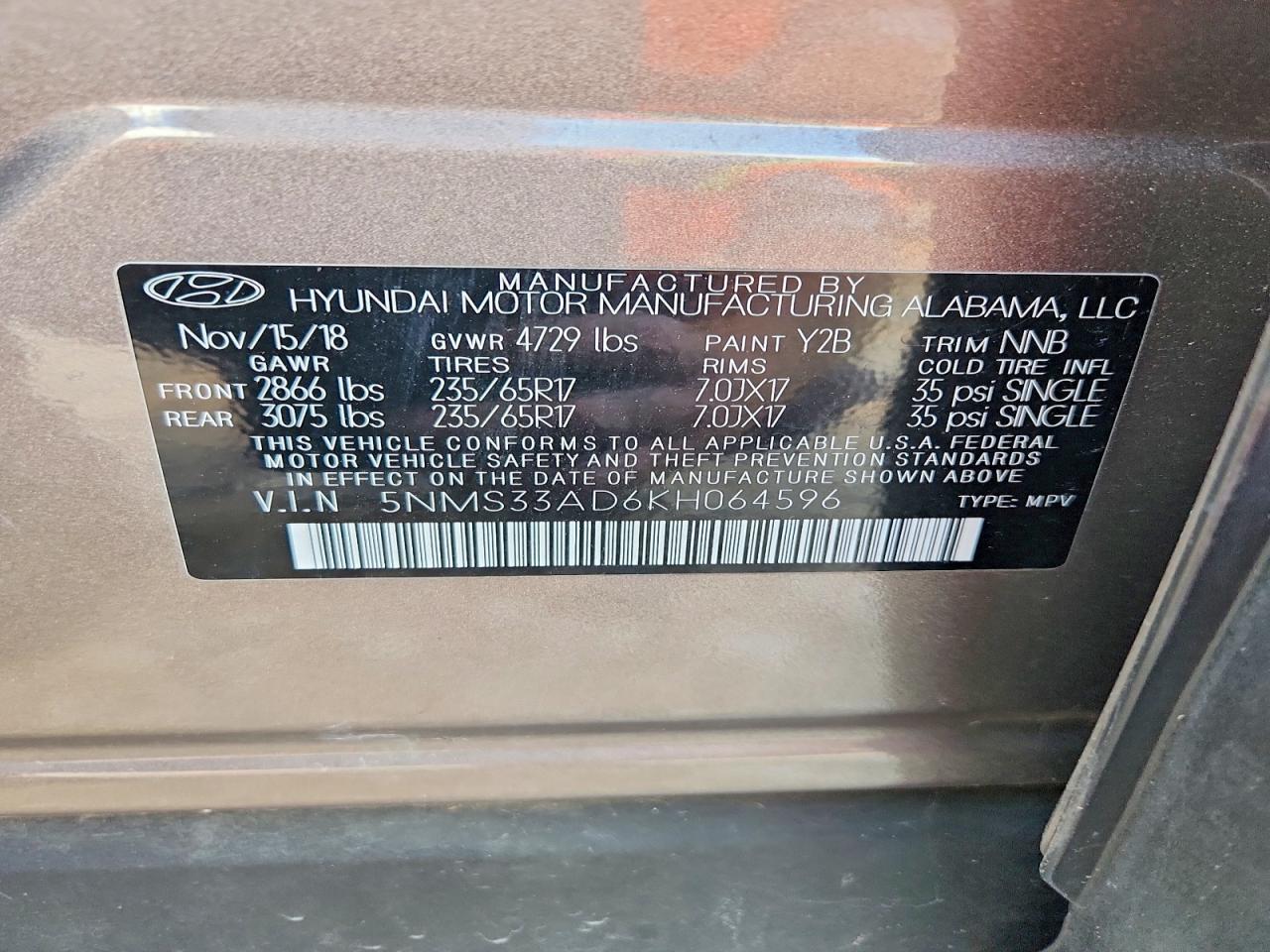 2019 HYUNDAI SANTA FE SEL photo 13