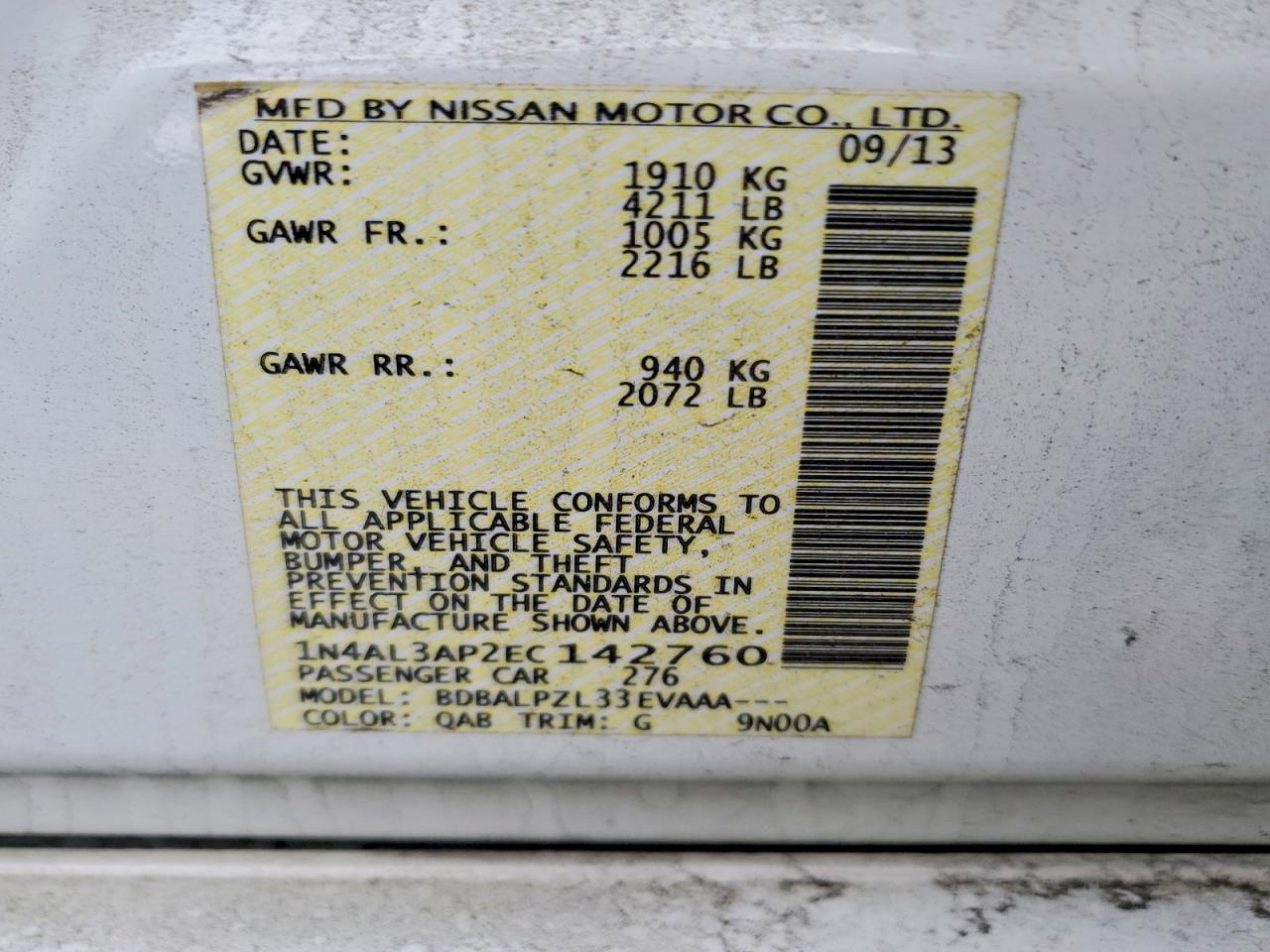 2014 NISSAN ALTIMA 2.5 photo 12