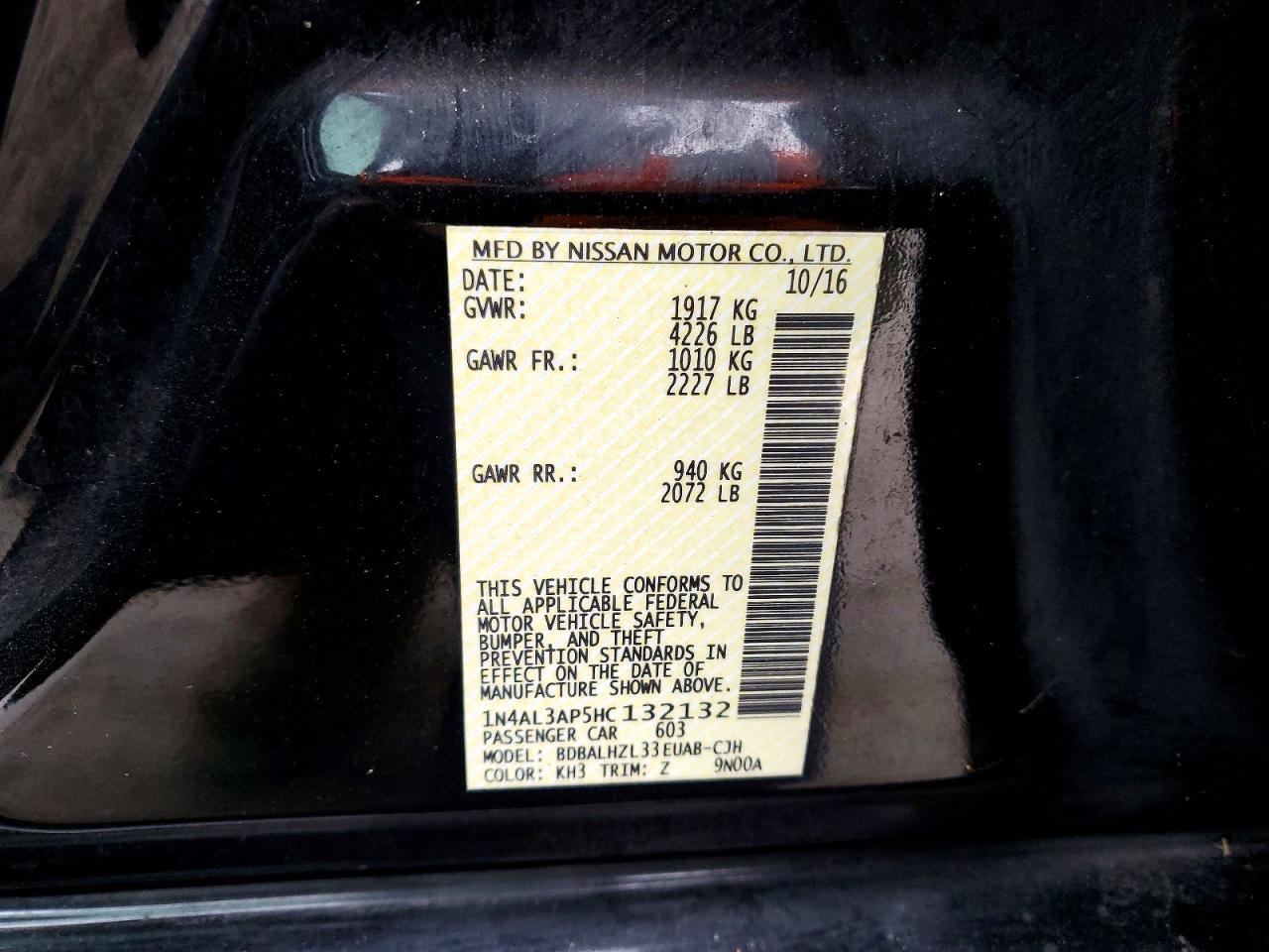 2017 NISSAN ALTIMA 2.5 photo 12
